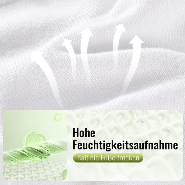 Detalle 2 de SukModen 12/24 Paar Sneaker-Socken aus Bambus – Anti-Geruch, atmungsaktiv & verstärkte Zonen