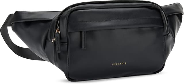 Detalle de Expatrié Justine Bauchtasche Damen Schwarz – Brusttasche & Bumbag mit gepolstertem Handyfach