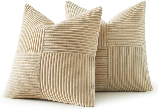 Thumbnail 6 de MIULEE 2er Set Kissenbezug 40x40 cm Cremegelb aus Kord (Kissenhülle ohne Füllung)