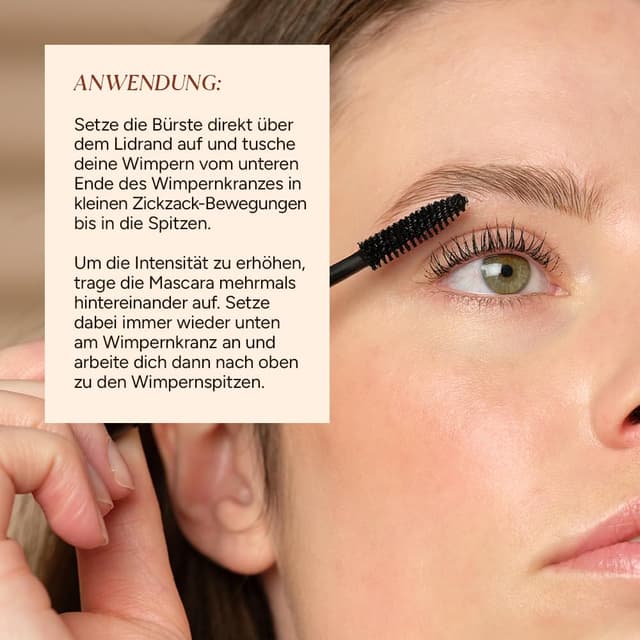 Detalle de JUNGLÜCK Peptide Mascara (vegan) – schwarze Wimperntusche für lang, dicht & definiert