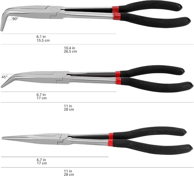 Thumbnail 4 de Amazon Basics Extra Long Reach Needle Nose Pliers 3-Piece
