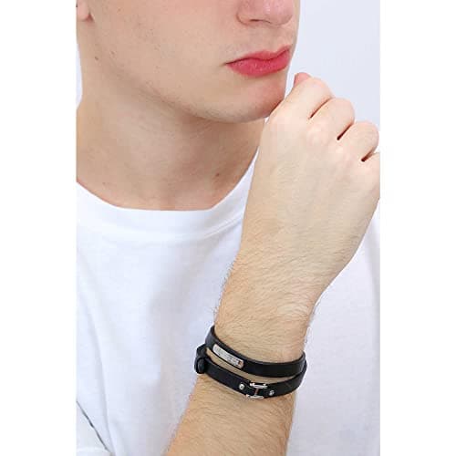 Detalle 2 de Diesel DX0971040 Pulsera de Cuero Negro para Hombre 🖤