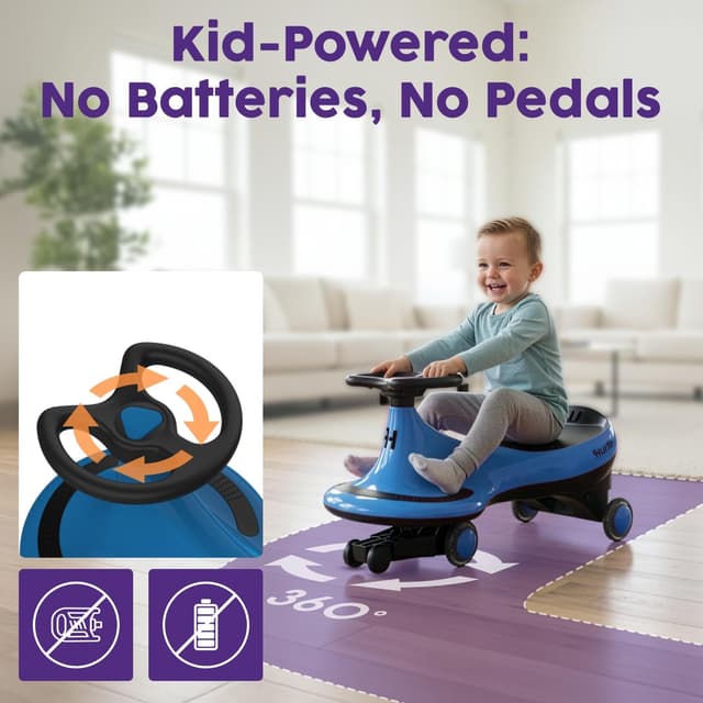 Detalle de Hurtle Macchina per Bambini cavalcabile a movimento oscillante, senza pedali né batterie (blu)