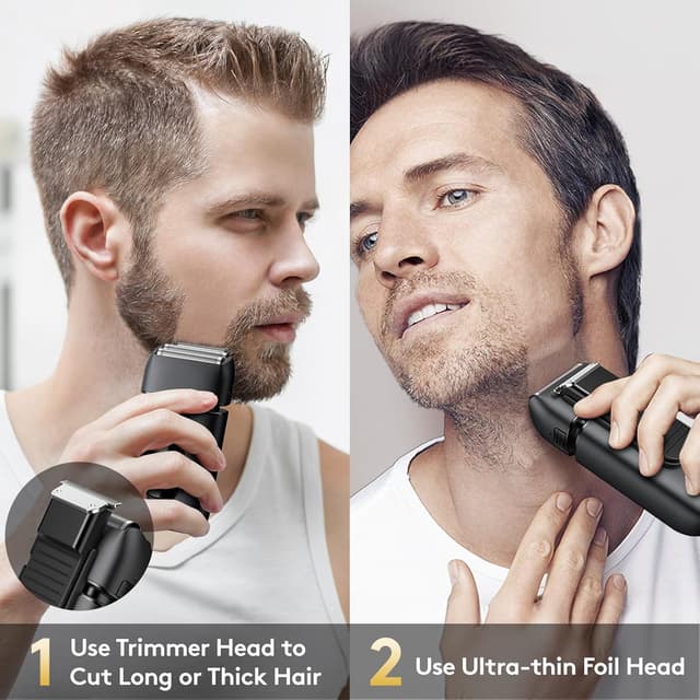 Detalle de Brightup Electric Foil Shaver for Men with Pop-Up Trimmer, Wet/Dry Design, Travel Lock, and LED Display