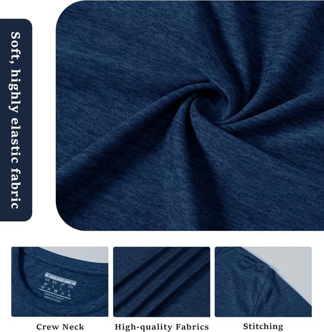 Detalle 1 de MAGCOMSEN Men’s Running T-Shirts Short Sleeve Quick Dry Gym Training Tops (Heather Grey)