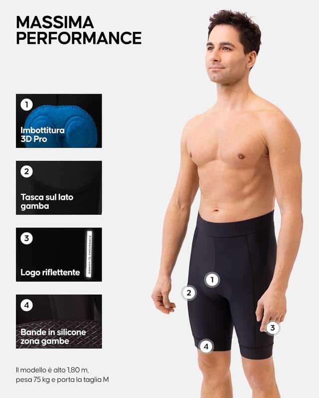 Detalle 2 de Danish Endurance Pantaloncini ciclismo imbottiti 3D
