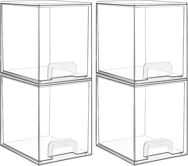 Detalle de Vtopmart 4 Pack Clear Small Stackable Storage Drawers (acrylic organisers)
