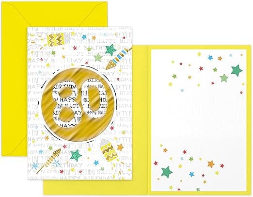 Imagen de ARKRAFT Tarjeta de cumpleaños 80 años con brillo y acabado oro 🎂 en OfertitasTOP