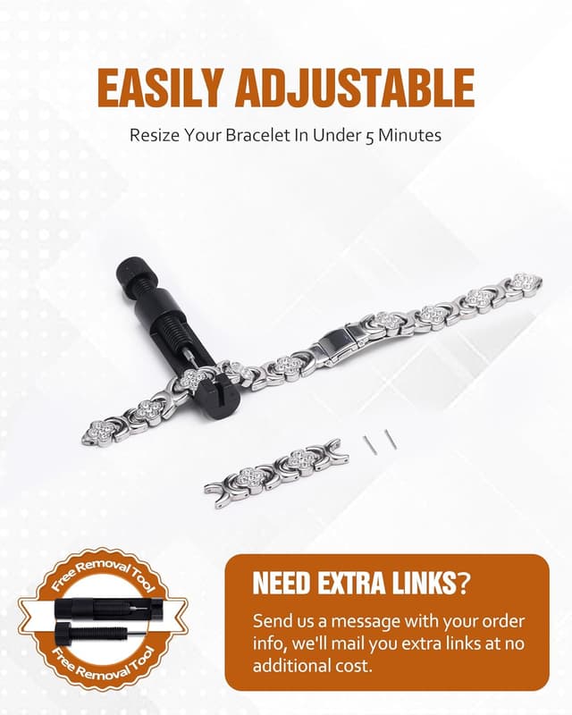 Detalle de Jecanori Copper Magnetic Bracelet for Women – adjustable copper link bangle with gift box