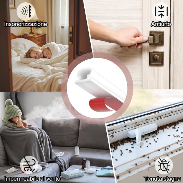 Detalle 2 de Hzetuu guarnizione adesiva per finestre e porte 7 m bianco