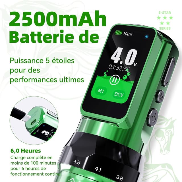 Thumbnail 6 de Dragonhawk Machine à Tatouer Stylo Fold Pro « Year of the Horse Edition » sans fil (moteur Mcore-C4, 2,5 à 4,5 mm, 7 courses réglables)