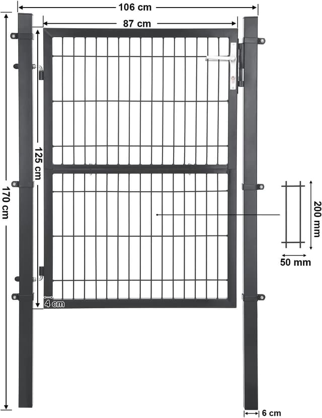 Thumbnail 2 de SONGMICS Portillon de Jardin 106 x 125 cm Maille acier