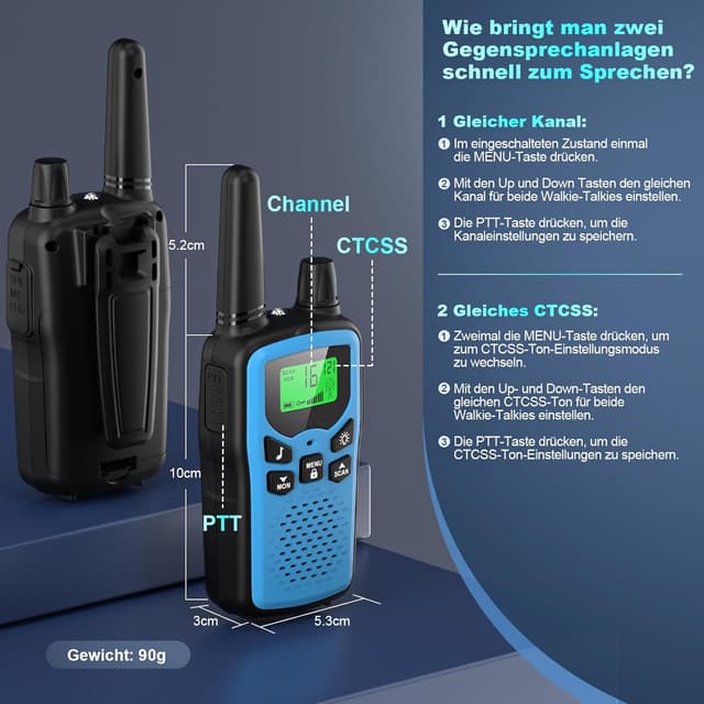 Thumbnail 1 de Rabigala Walkie Talkie 3er Set Kinder 5 km Reichweite