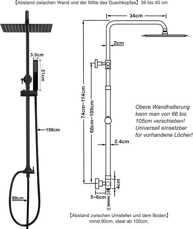 Detalle 2 de JOHO 304 Colonna Doccia Nero Opaco