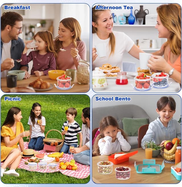 Detalle de Kssvzz 6 Pack 300ml Round Food Containers with Airtight Lids (Leak-proof, Stackable)