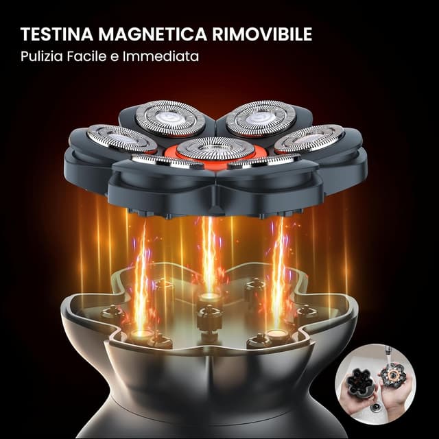 Detalle de MAXGROOM 7D Rasoio Testa Calva Zero Assoluto a 2 velocità (7000/6600RPM) IPX6