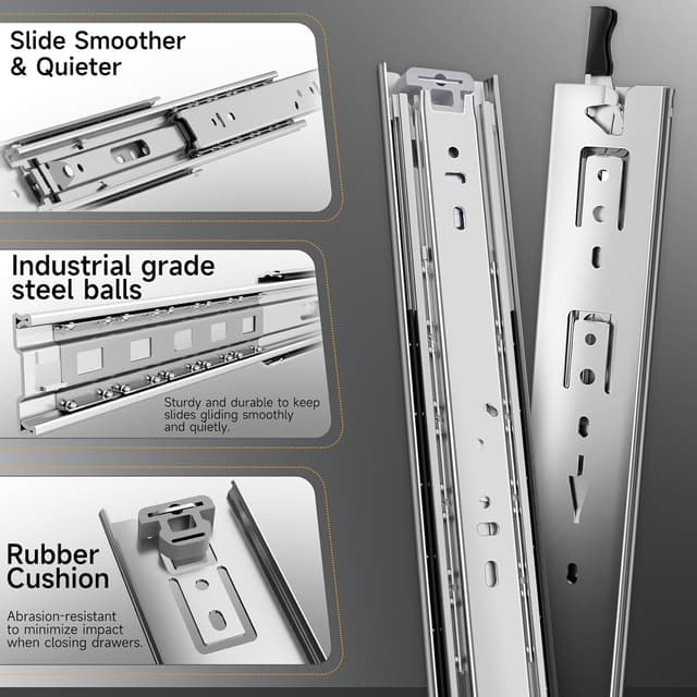 Thumbnail 6 de AOLISHENG Schubladenschiene Vollauszug 400 mm mit Verriegelung – Schwerlastauszug bis 68 kg, 1 Paar (2 Stück)