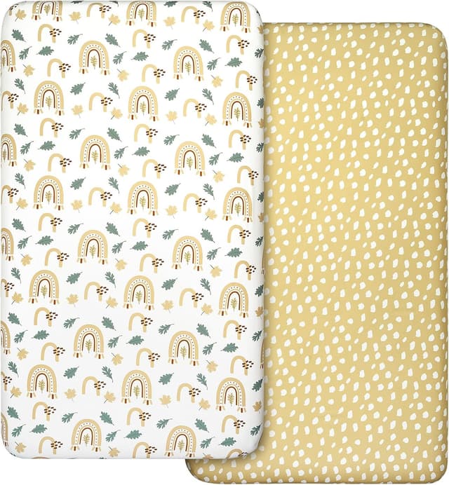 Detalle de 2 Pack Cot Fitted Sheets (120 x 60 x 15cm) – 100% Microfibre Breathable Oeko-tex 100, Gold