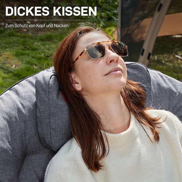 Thumbnail 6 de EVER ADVANCED Luxus Moonchair XXL Campingstuhl faltbar, 150 kg belastbar, extra breit mit Kissen – Grau