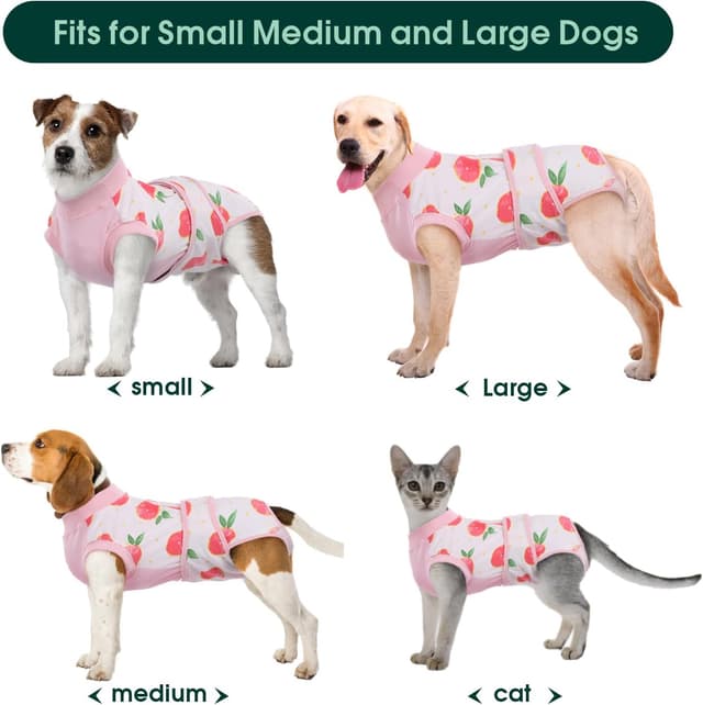 Detalle de Kuoser Dog Surgery Recovery Suit (Peach Powder) – soft recovery onesie alternative to a cone