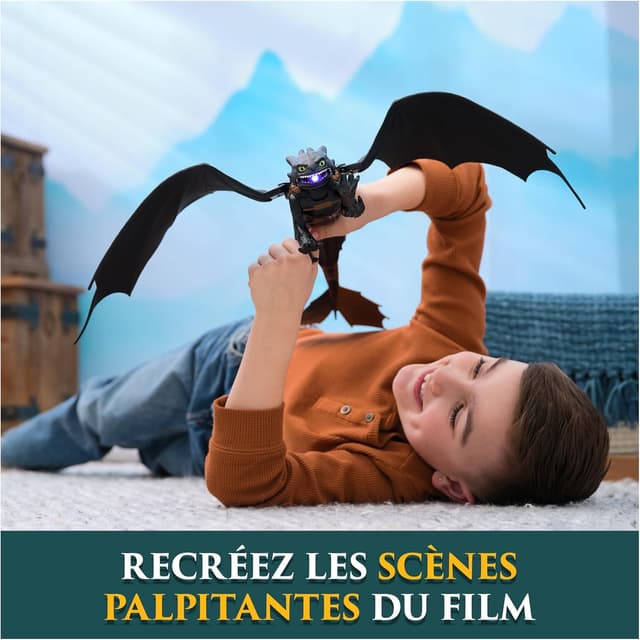 Detalle de Figurine articulée interactive Krokmou « Plasma Blast » DreamWorks Dragons (38 cm) – cadeau enfant dès 4 ans