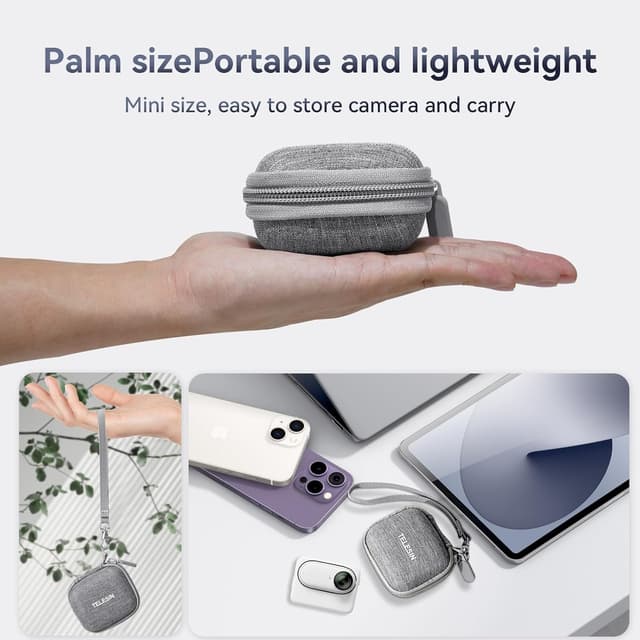 Detalle 2 de TELESIN Mini-Tasche für Actionkameras (kleines Etui) für GoPro Hero 13/12/11/10/9, Insta360 GO 3/GO 2, DJI Osmo Action 4/3