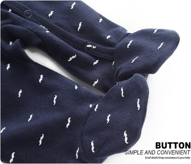 Detalle 2 de Chamie long-sleeve cotton baby sleepsuit romper with foot snaps (0-3m to 9-12m)