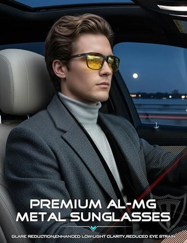 Detalle de ATTCL Hombre Gafas de conducción nocturna Night Vision 8587 (marco Al-Mg, lentes amarillas)