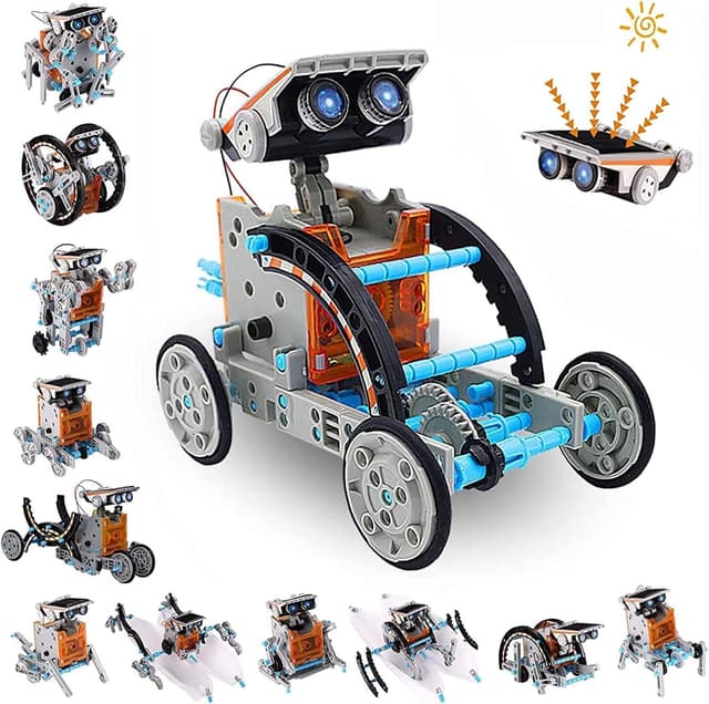 Detalle de ACELIFE STEM Solar Robot Toy 12-in-1 (190-piece DIY kit) – solar-powered building robots for ages 8–12