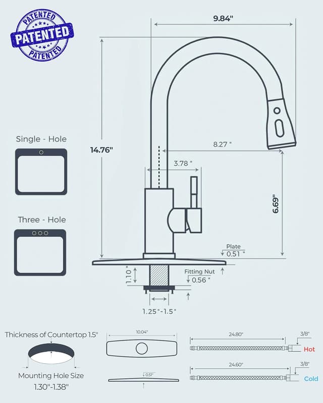 Thumbnail 5 de FORIOUS High-Arc Kitchen Faucet Brushed Nickel 🚰