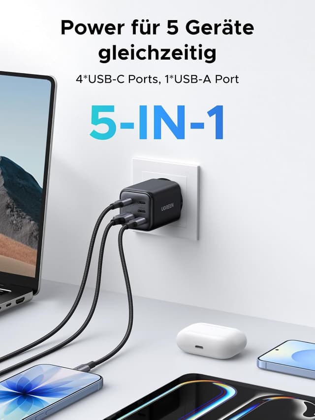 Thumbnail 2 de UGREEN 45W USB C Ladegerät 5-Port GaN