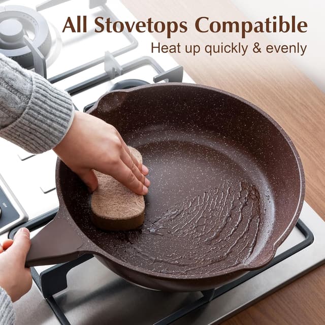 Detalle 2 de SENSARTE Nonstick Deep Frying Pan Skillet (12-inch) with Lid, Stay-Cool Handle, Induction Compatible