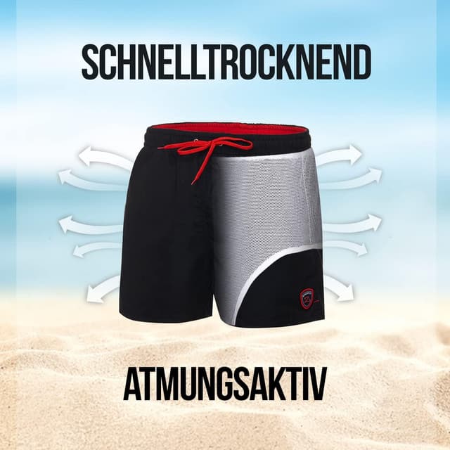 Detalle de Zagano Badehose Herren schnelltrocknend – 5106 Boardshorts mit Kordel und Mesh-Einsätzen