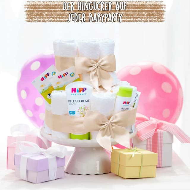 Detalle de Milaboo MilaBoo Windeltorte für Mädchen, 2-stöckig (31-teilig) mit HIPP Premiumprodukten in Rosa