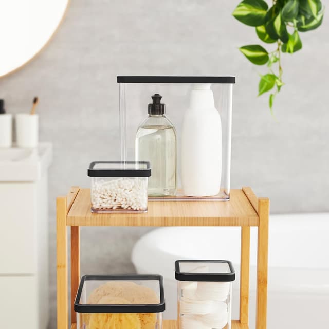 Detalle de Rotho Loft set di contenitori in latta da 10 pezzi con coperchi in plastica PP/SAN senza BPA, nero