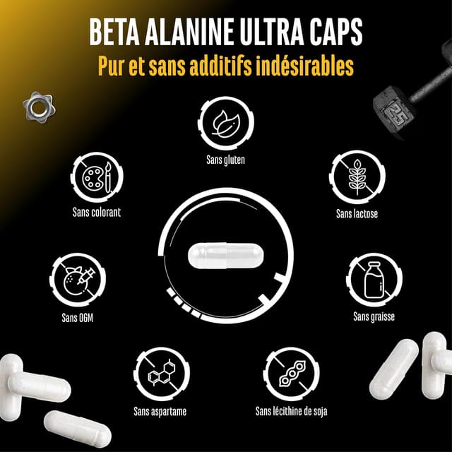 Detalle 2 de GEN German Elite Nutrition Bêta Alanine Ultra Caps — 365 capsules dosées à 1250 mg