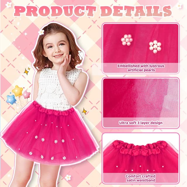 Detalle 2 de Baisdan Tutu Skirts 11in 3 Layers for Girls