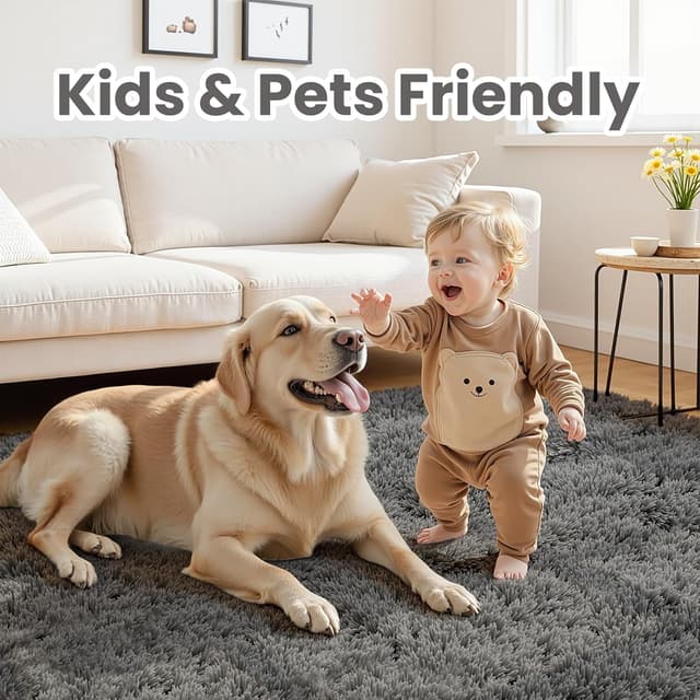 Thumbnail 2 de Ultra Soft 8x10 Grey Shag Area Rug