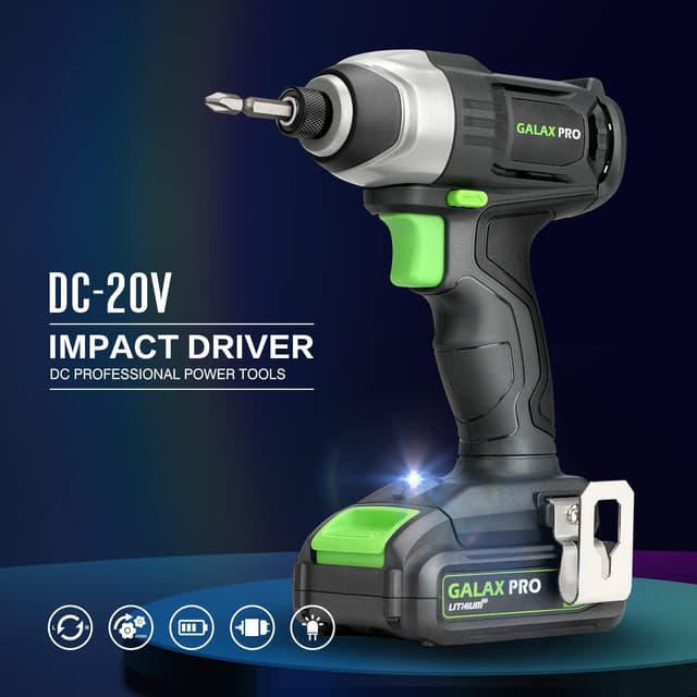 Detalle de GALAX PRO D6001 20V 2-speed Drill Driver & Impact Driver Combo Kit (1.3Ah battery, charger, 11 accessories)