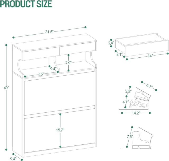 Thumbnail 1 de Hzuaneri zapatero estrecho de madera 16 pares