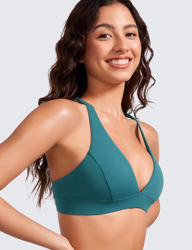 Detalle de CRZ YOGA Butterluxe reggiseno sport a V profondo criss-croce imbottito con cuscinetti rimovibili