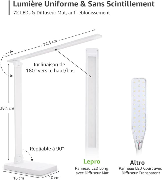 Thumbnail 5 de Lepro Lampe de Bureau 800 lm