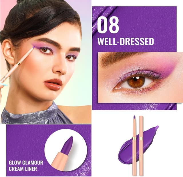 Detalle de Oulac Matita Occhi Waterproof Eyeliner Viola Mat Girevole (Vegan) 08 Well-dressed