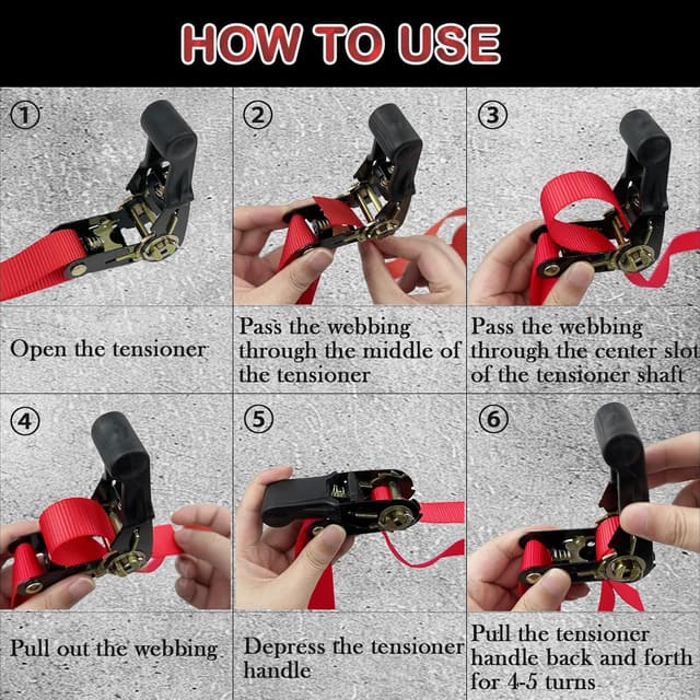 Detalle 2 de OWSYTOOL Ratchet Straps 6m 800kg Tie Downs