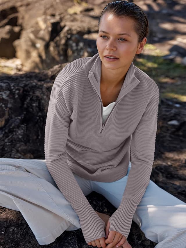 Thumbnail 5 de ANRABESS Quarter Zip Pullover Sweater S–XL