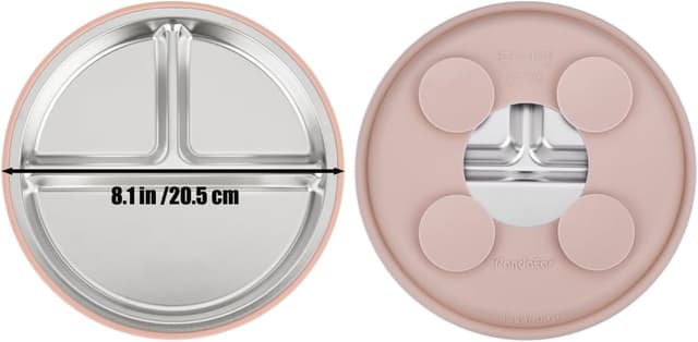 Detalle 2 de PandaEar Edelstahl Baby Geschirrset mit Silikonhülle (Teller, Schüssel, Becher, Löffel & Gabeln) – BPA-frei