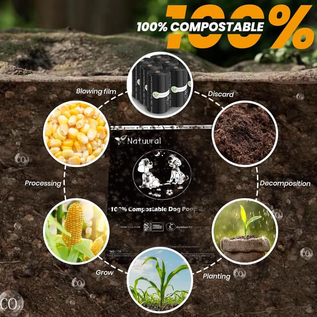 Thumbnail 6 de Natuural Certified Compostable Dog Poop Bags (270 bags, 18 rolls) – Cornstarch-based, unscented, leak proof