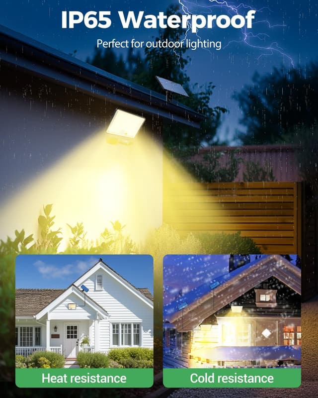 Detalle de LOTMOS 2er-Set Solarlampen für außen mit Bewegungsmelder, LED-Außenleuchte IP65 & 3 Modi inkl. Fernbedienung