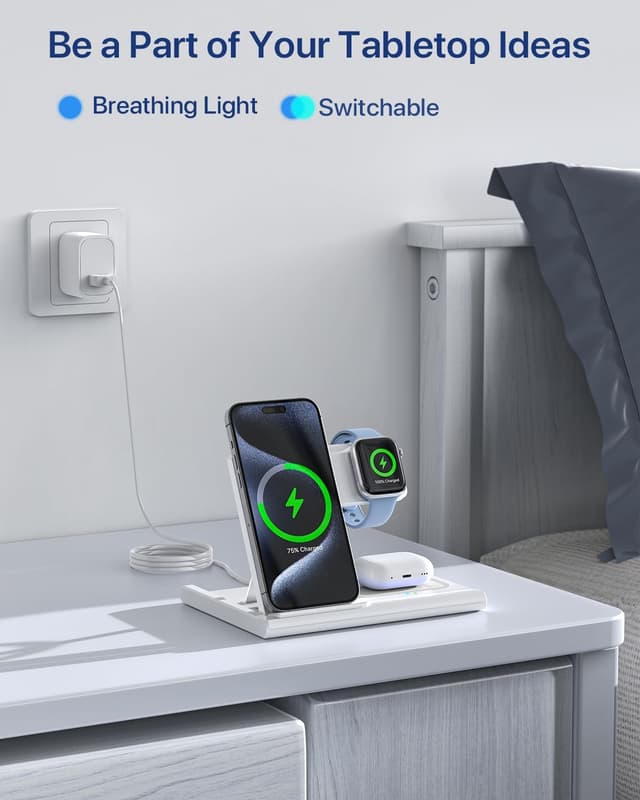 Thumbnail 6 de Foldable 3‑in‑1 Wireless Charger Stand 10W