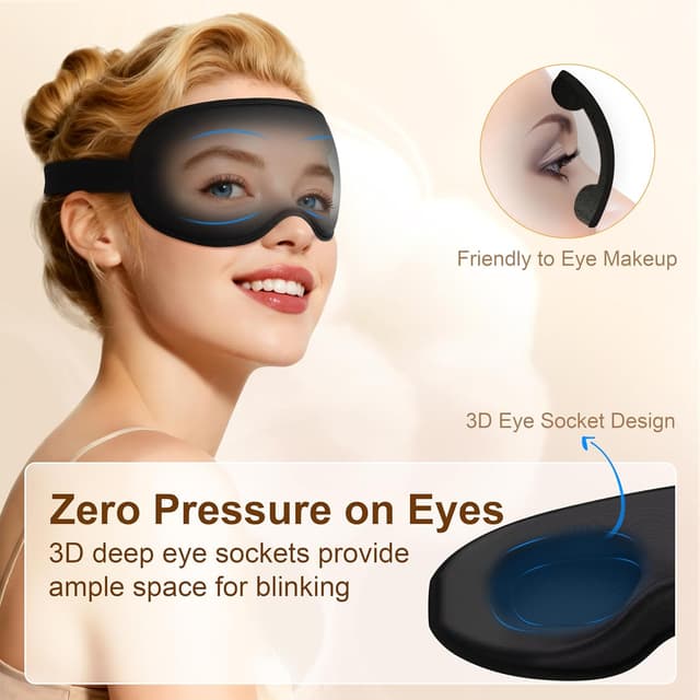 Detalle de Gritin Mascherina per dormire 3D con blocco luce e cinturino regolabile